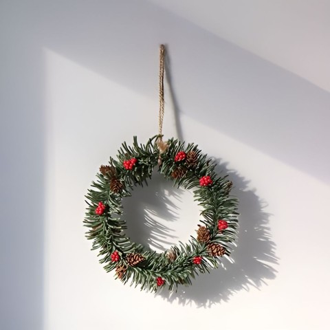 🎄 크리스마스 솔방울 베리 리스 장식