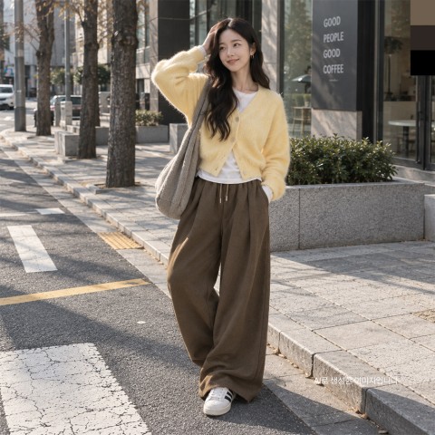 ❄️ 가을 겨울 기모 핀턱 와이드 밴딩 트레이닝 팬츠
